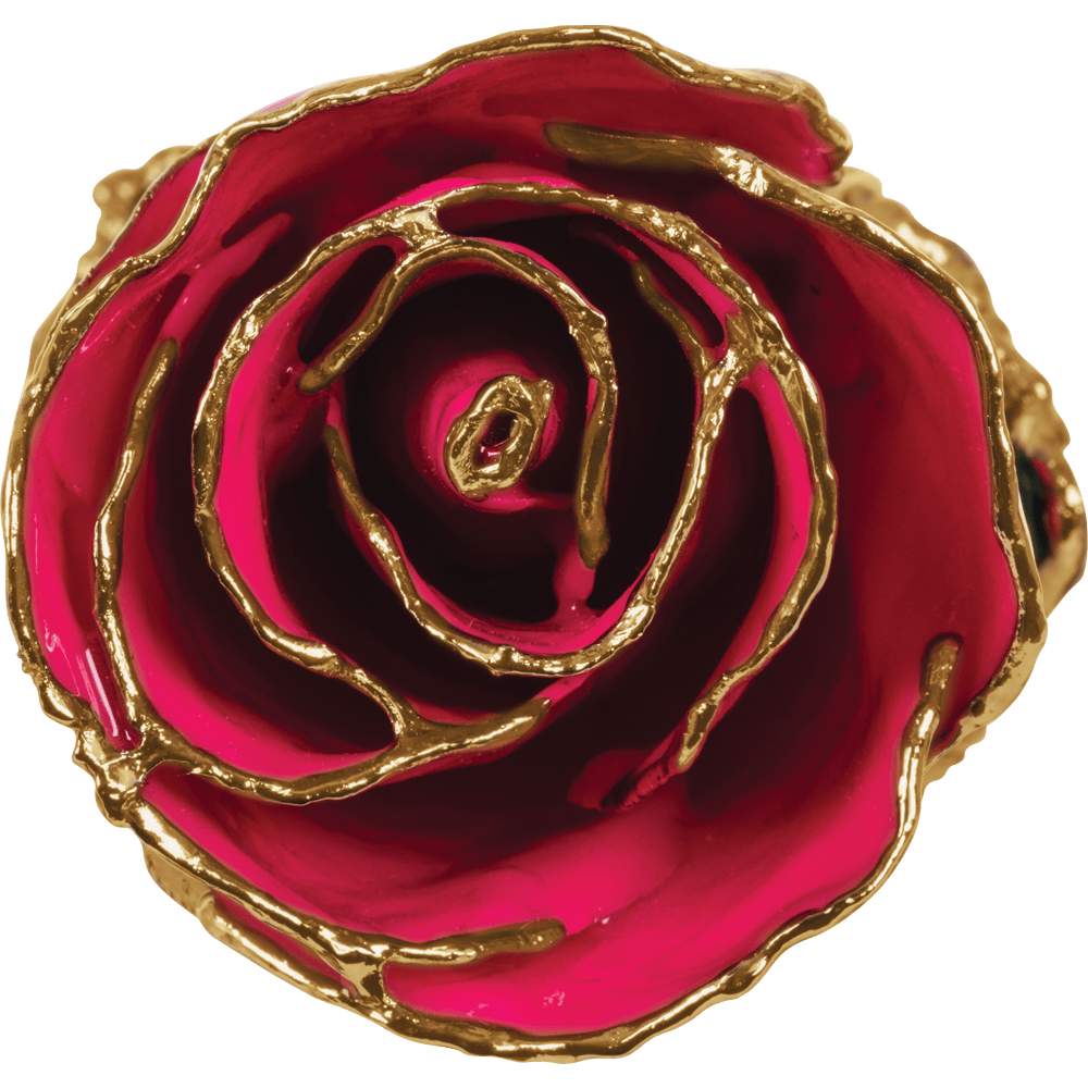 24K Solid Gold Rose- Magenta Pink