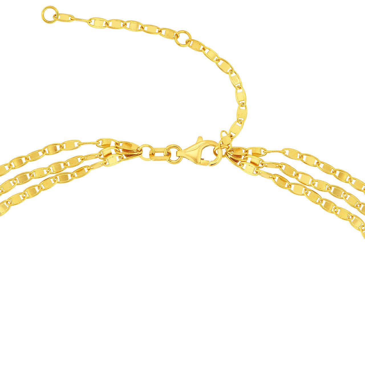 Triple Twist Mariner Layered Anklet yellow gold