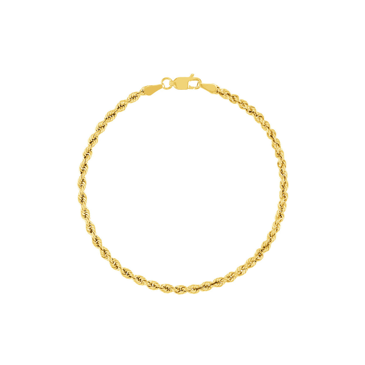 14k Yellow Gold Rope Chain Bracelet 2.9 mm