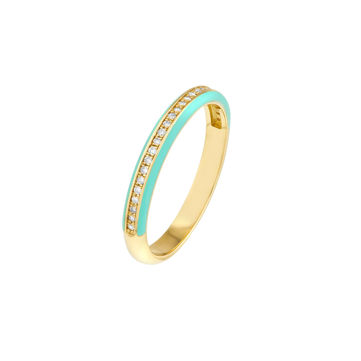 14K Yellow Gold Turquoise Enamel And Diamond Ring