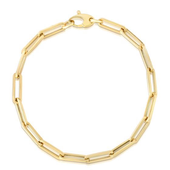 14k Yellow Gold Paper Clip Chain Bracelet