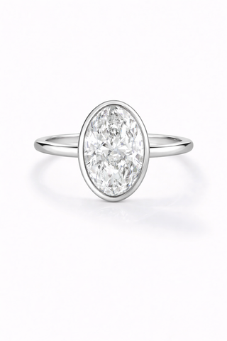 14k White Gold Oval Bezel Engagement Ring