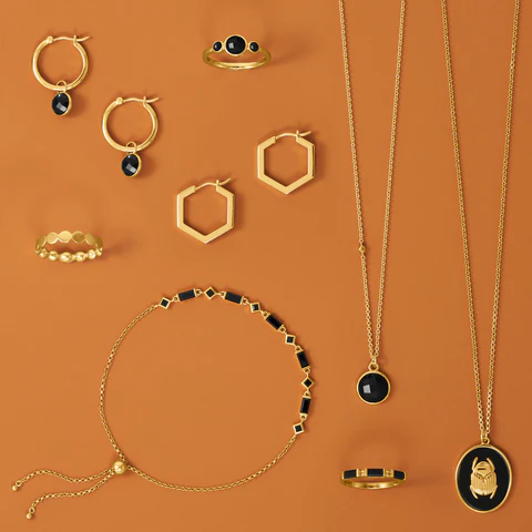14k Gold Vermeil Black Onyx Scarab Necklace