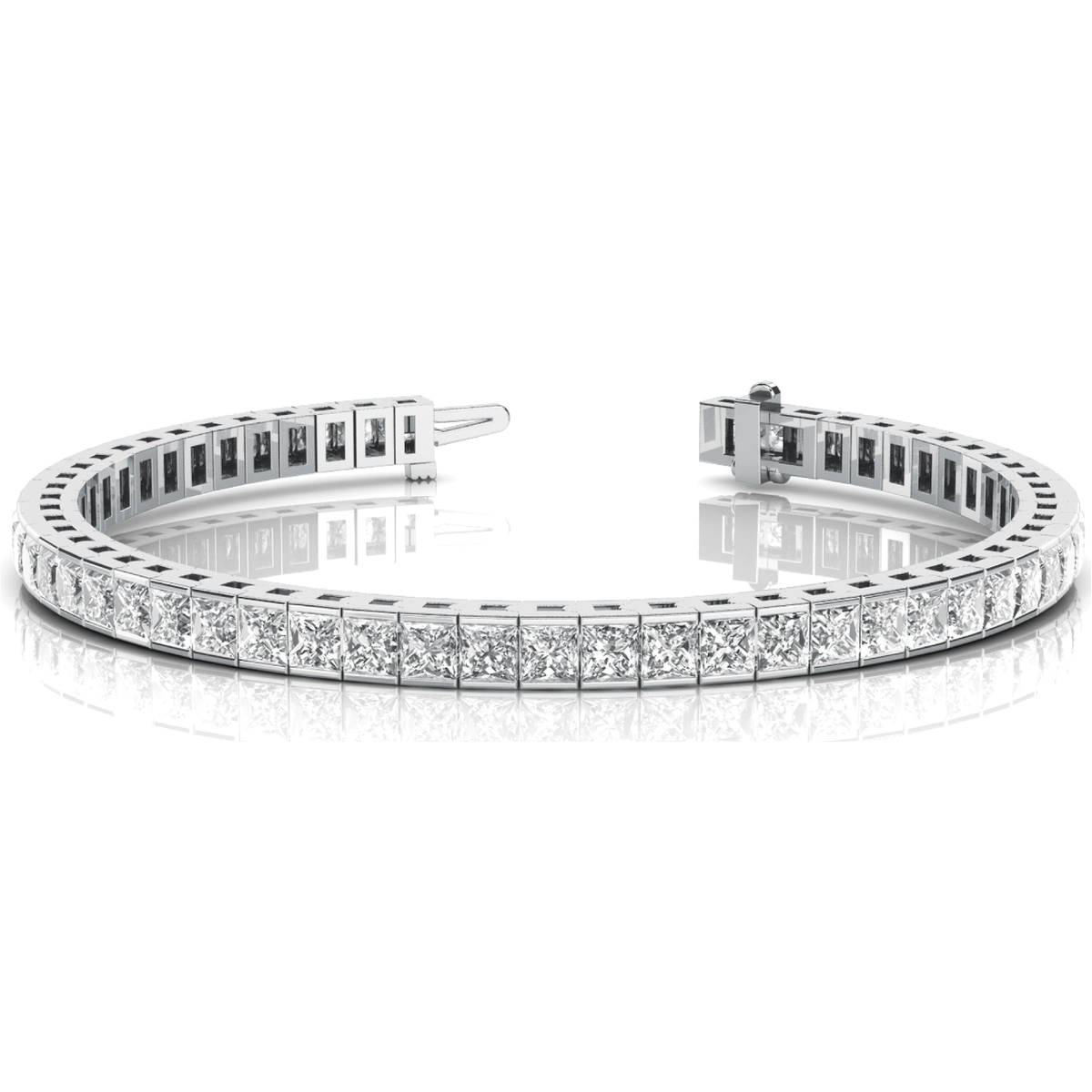 14k White Gold Princess Lab Grown Diamond Tennis Bracelet