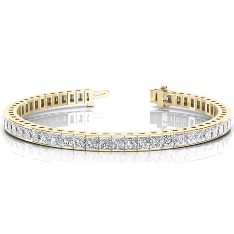 14k Yellow Gold Princess Lab Grown Diamond Tennis Bracelet