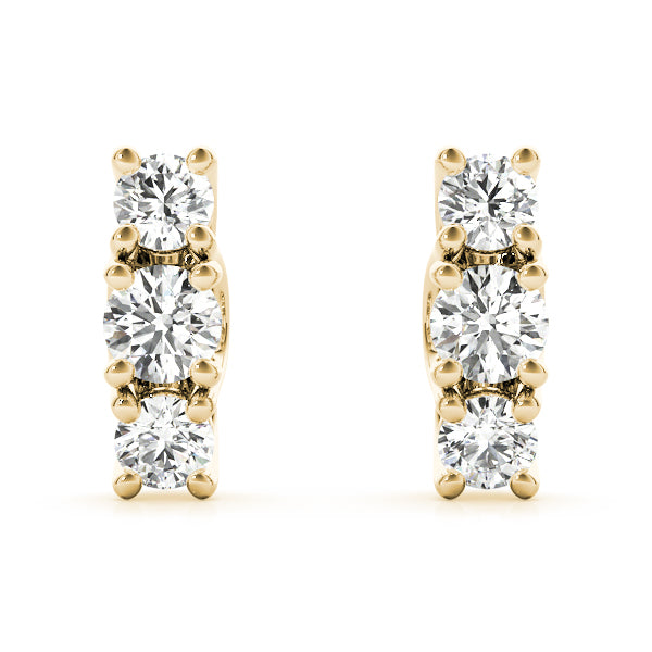 1/2 ctw Round Lab Grown Diamond Graduated Three-Stone Drop Earrings yellow gold