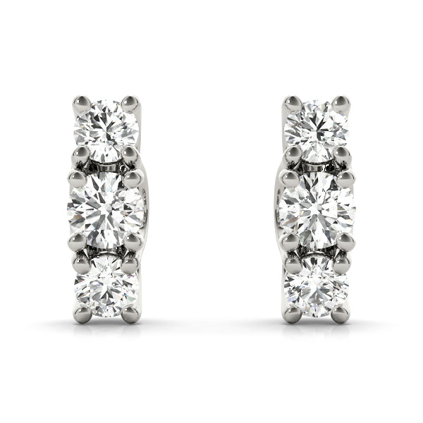 1/2 ctw Round Lab Grown Diamond Graduated Three-Stone Drop Earrings white gold