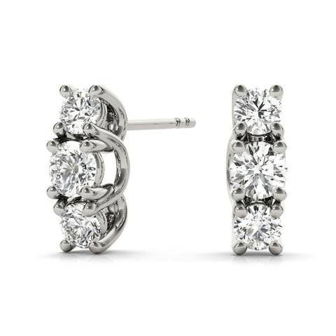 1/2 ctw Round Lab Grown Diamond Graduated Three-Stone Drop Earrings white gold