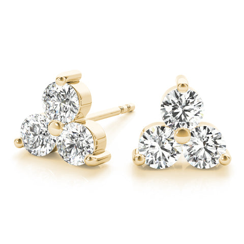 1 1/2 ctw Round Lab Grown Diamond Three-Stone Fashion Earrings