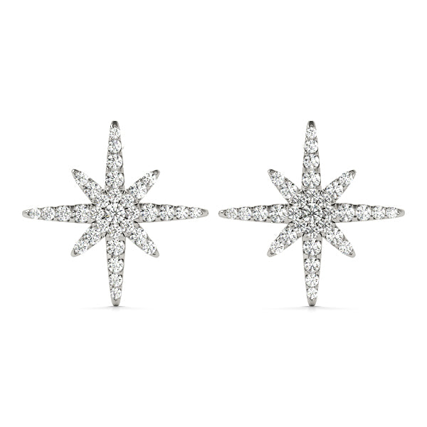 1/2 ctw Round Lab Grown Diamond Star Fashion Earrings white gold