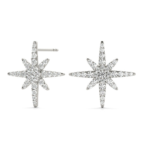 1/2 ctw Round Lab Grown Diamond Star Fashion Earrings white gold