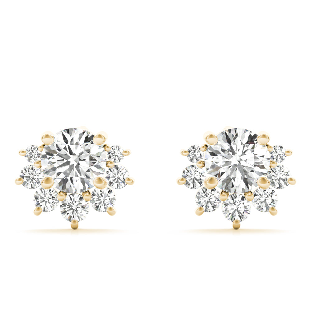 1 ctw Round Lab Grown Diamond Floral Fashion Earrings yellow gold