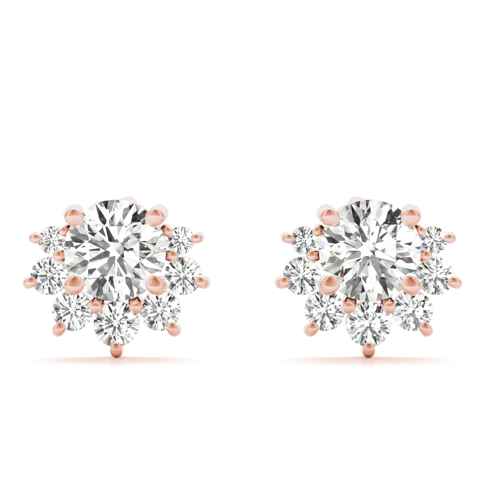 1 ctw Round Lab Grown Diamond Floral Fashion Earrings rose gold