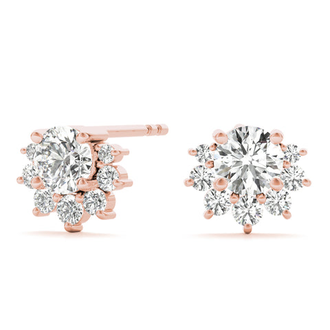 1 ctw Round Lab Grown Diamond Floral Fashion Earrings rose gold