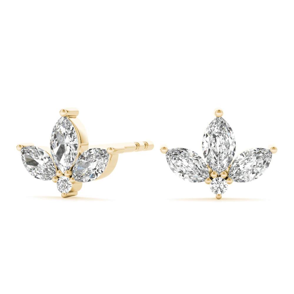 1/2 ctw Marquise Lab Grown Diamond Three-Stone Fashion Earrings yellow gold