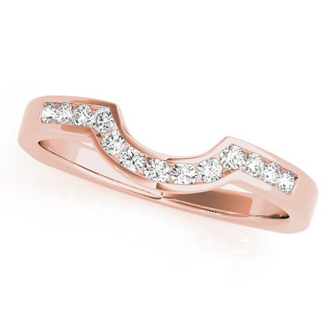 Channel Set Diamond Curved Wedding Band rose gold