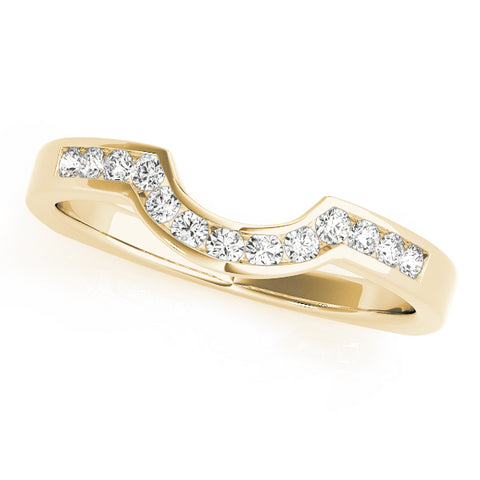 Channel Set Diamond Curved Wedding Band yellow gold