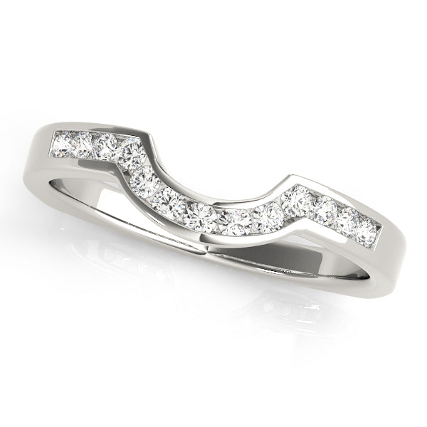 Channel Set Diamond Curved Wedding Band white gold