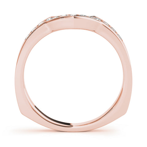Channel Set Diamond Curved Wedding Band rose gold