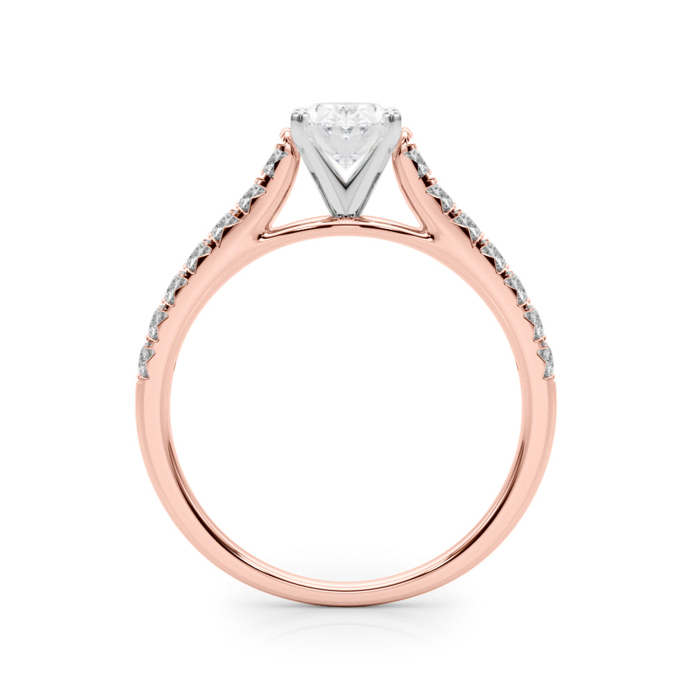1 1/3 ctw Oval Lab Grown Diamond Classic Pave Solitaire Engagement Ring with Side Stones in rose gold