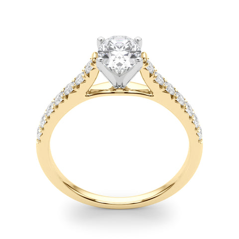 1 1/3 ctw Oval Lab Grown Diamond Classic Pave Solitaire Engagement Ring with Side Stones in yellow gold