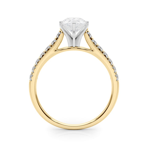 1 1/3 Pear Lab Grown Diamond Classic Pave Solitaire Engagement Ring with Side Stones in yellow gold