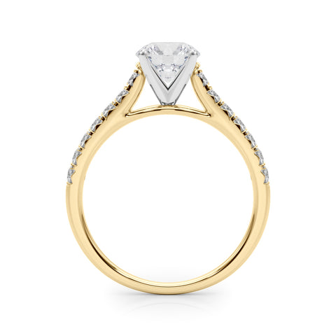 1 1/3 ctw Round Lab Grown Diamond Classic Pave Solitaire Engagement Ring with Side Stones in Yellow Gold
