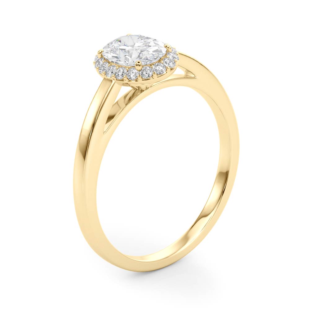 2 1/5 ctw Oval Lab Grown Diamond Classic Pave Solitaire Engagement Ring with Halo in Yellow Gold