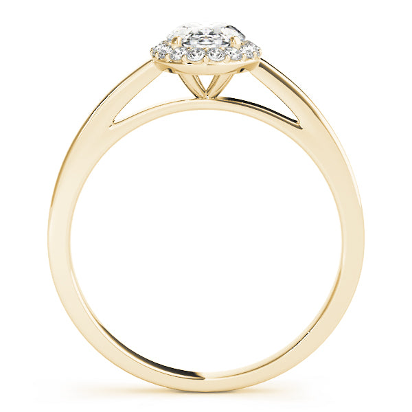 2 1/5 ctw Oval Lab Grown Diamond Classic Pave Solitaire Engagement Ring with Halo in Yellow Gold