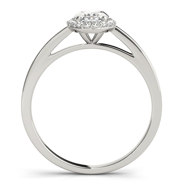 2 1/5 ctw Oval Lab Grown Diamond Classic Pave Solitaire Engagement Ring with Halo in White Gold