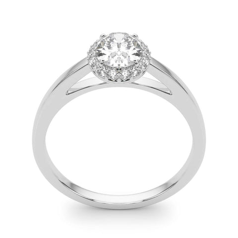 2 1/5 ctw Oval Lab Grown Diamond Classic Pave Solitaire Engagement Ring with Halo in White Gold