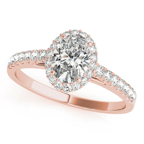 2 1/3 Ctw Oval Lab Grown Diamond Halo Pave Engagement Ring With Side Stones in Rose Gold