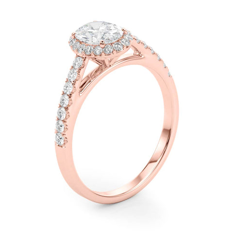 2 1/3 Ctw Oval Lab Grown Diamond Halo Pave Engagement Ring With Side Stones in Rose Gold