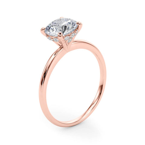 2.05 Ctw Oval Lab Grown Diamond Hidden Halo Engagement Ring in Rose Gold
