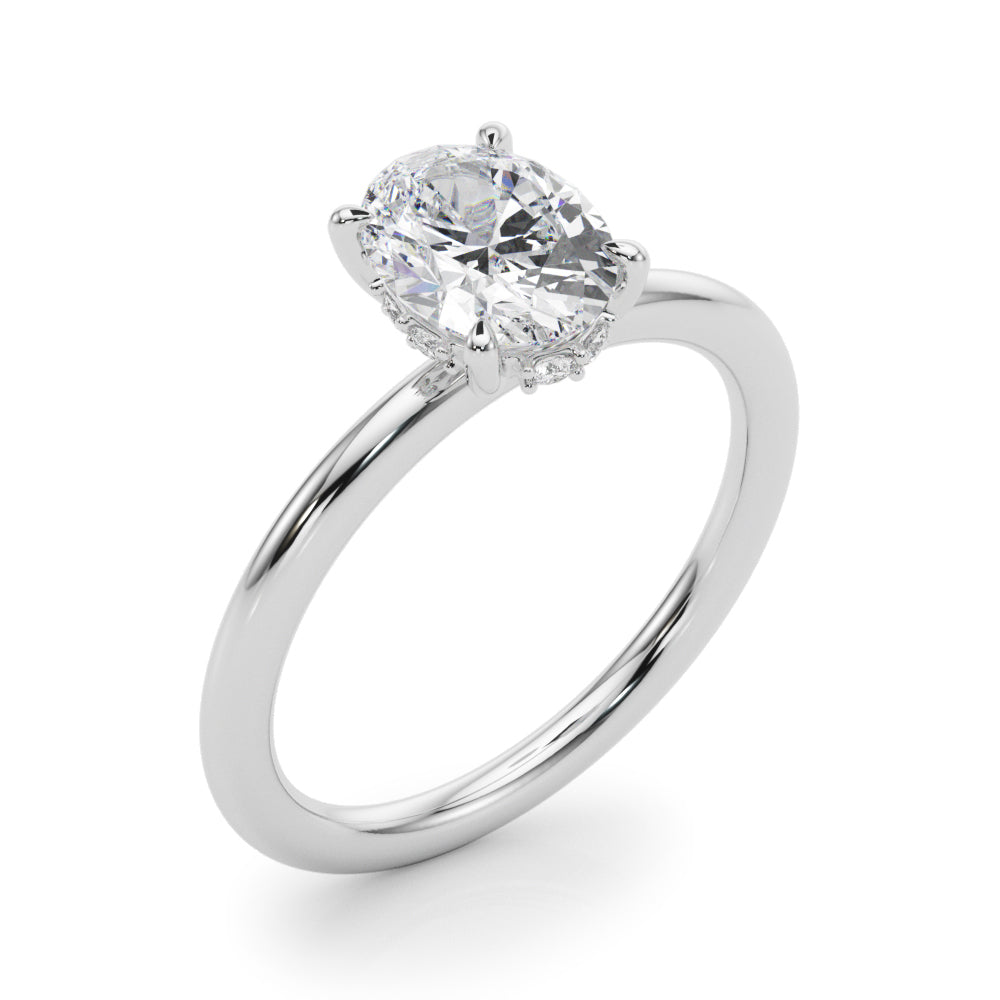2 5/8 ctw Oval Lab Grown Diamond Hidden Halo Engagement Ring in white gold