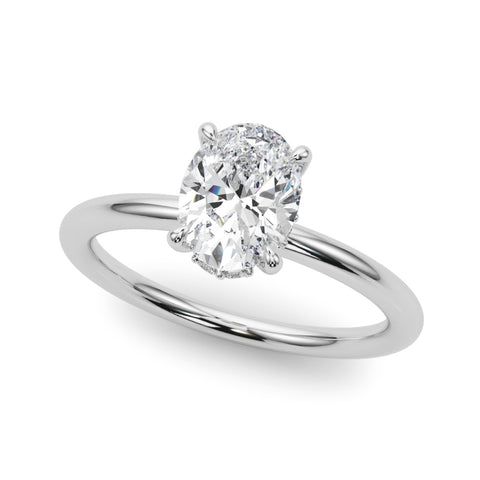 2 5/8 ctw Oval Lab Grown Diamond Hidden Halo Engagement Ring in white gold