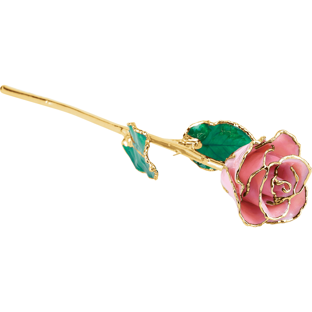 24K Solid Gold Rose- Pink Pearl