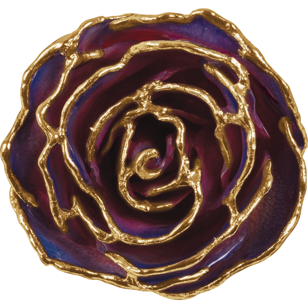 24K Solid Gold Rose- Purple and Pink