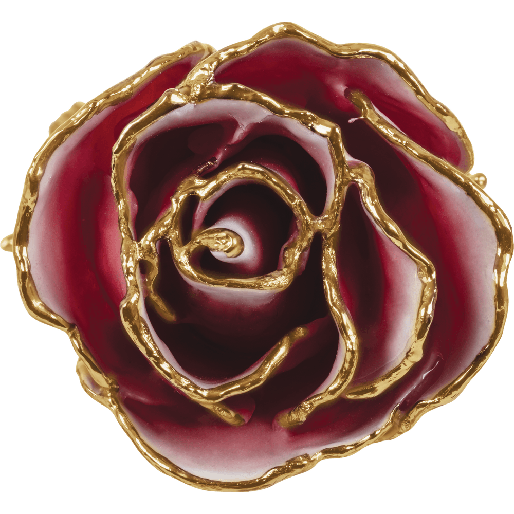 24K Solid Gold Rose- White and Red