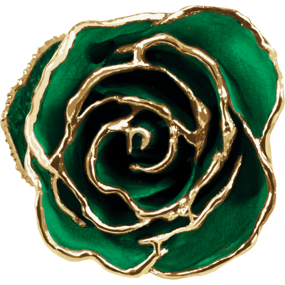 24K Solid Gold Rose- Emerald Green