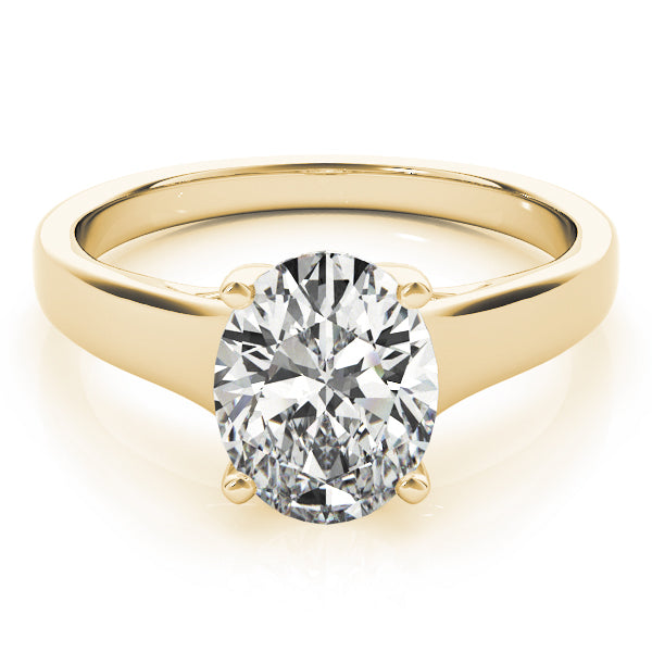 2 ctw Oval Lab Grown Diamond Wide Band Solitaire Engagement Ring in Yellow Gold
