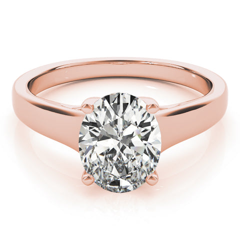 2 ctw Oval Lab Grown Diamond Wide Band Solitaire Engagement Ring in Rose Gold