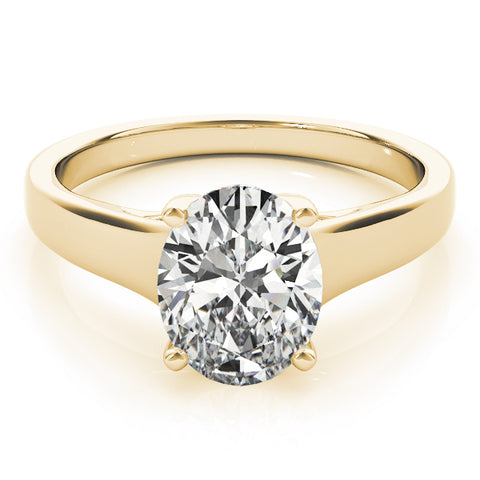 2 ctw Oval Lab Grown Diamond Wide Band Solitaire Engagement Ring in Yellow Gold