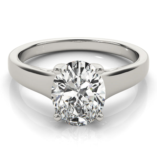 2 ctw Oval Lab Grown Diamond Wide Band Solitaire Engagement Ring in White Gold
