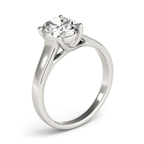 2 ctw Oval Lab Grown Diamond Wide Band Solitaire Engagement Ring in White Gold