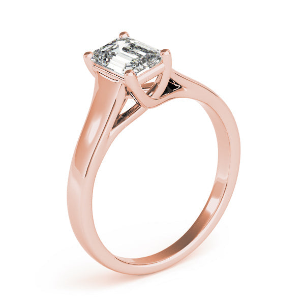 1 ctw Emerald Lab Grown Diamond Wide Band Solitaire Engagement Ring in Rose Gold