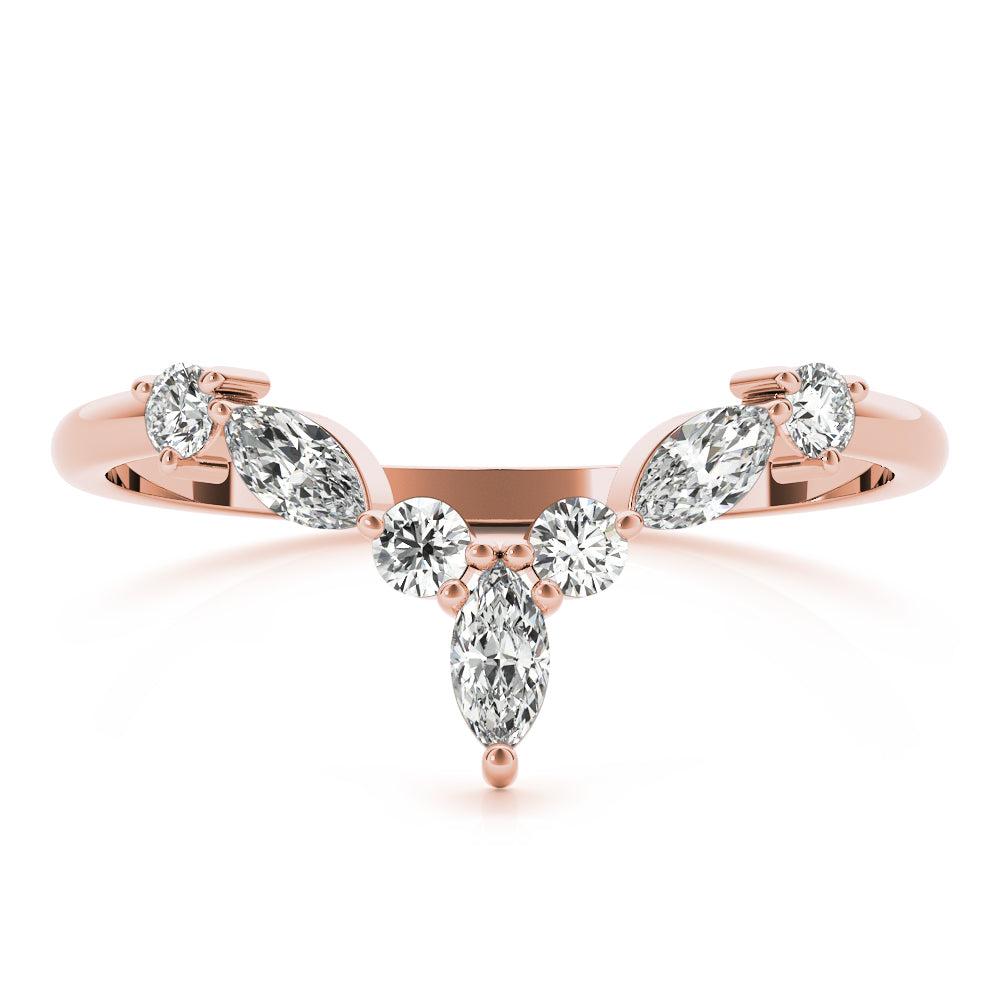 Contour Marquise and Round Diamond Wedding Band rose  gold