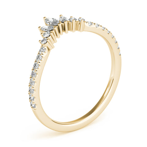 Marquise and Round Diamond Contour Band yellow gold
