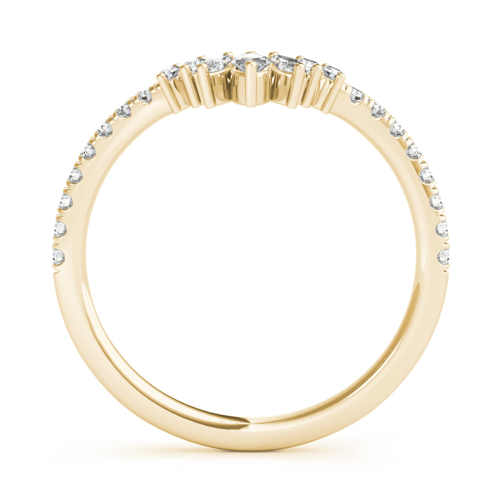 Marquise and Round Diamond Contour Band yellow gold