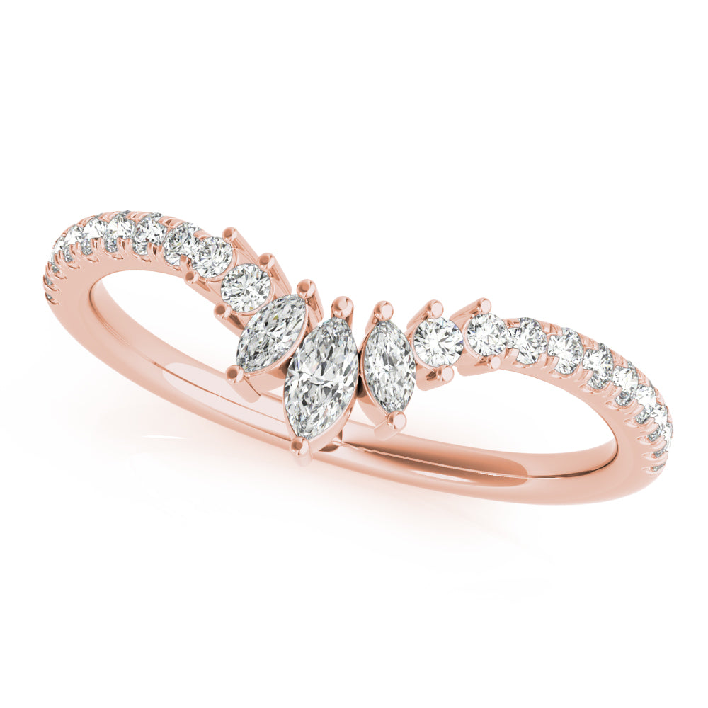 Marquise and Round Diamond Contour Band rose gold